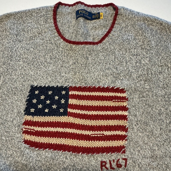 Ralph Lauren Iconic Flag Sweater - Authenticated - Marled grey - XXL Unisex - Picture 2 of 6